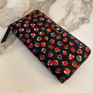 KATE SPADE Nylon Dawn Mini Roses Large Continental Wallet